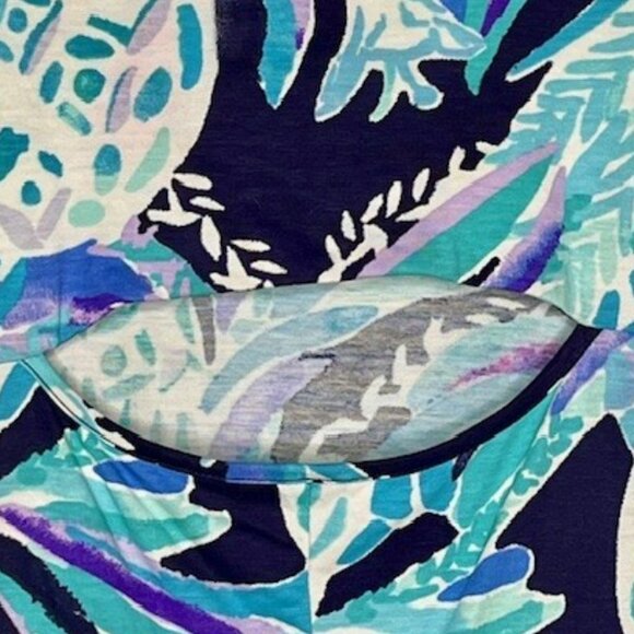 Lilly Pulitzer Hollee Dress Bright Navy Alotta Colada - Aqua/Navy/Purple - M - Picture 9 of 11